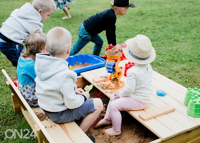 Песочница с крышкой и сиденьем 120x120 см увеличить