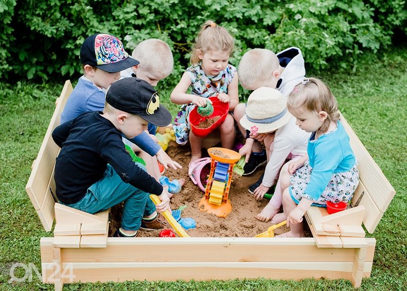 Песочница с крышкой и сиденьем 120x120 см увеличить