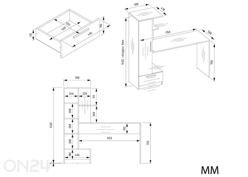 Письменный стол с полкой Kosmos увеличить