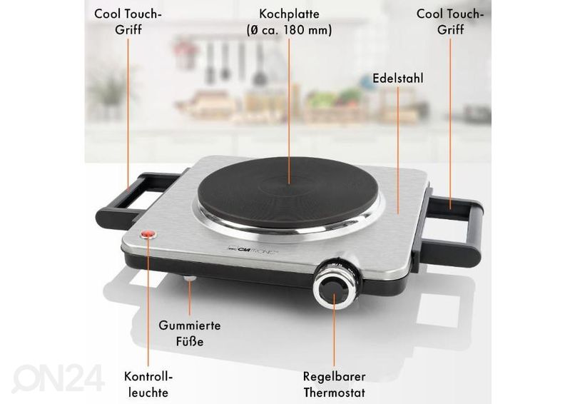 Плита настольная Clatronic с 1 конфоркой EKP3788IX, нержавеющая сталь увеличить
