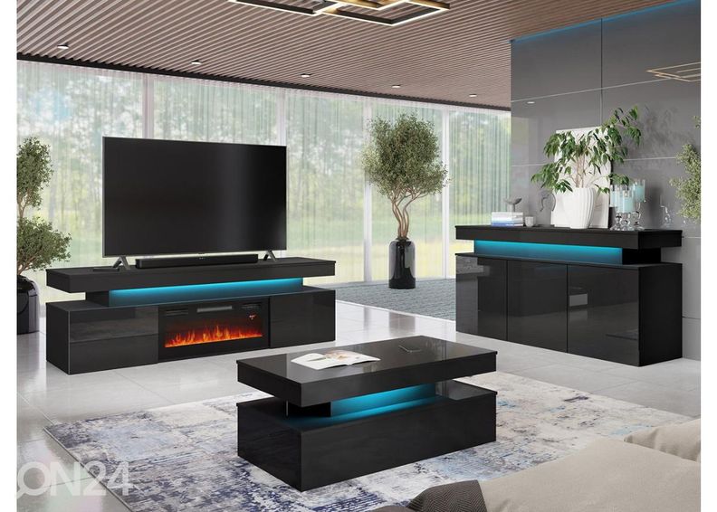 Подставка под ТВ Glossa 190 cm + камин + LED увеличить