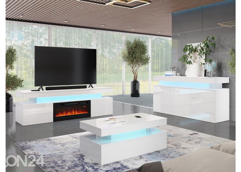 Подставка под ТВ Glossa 190 cm + камин + LED увеличить