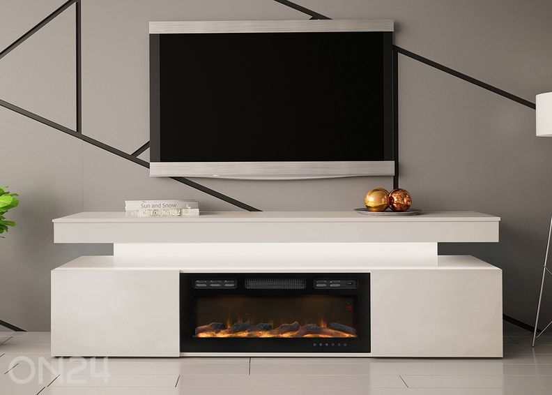 Подставка под ТВ Glossa 190 cm + камин + LED увеличить