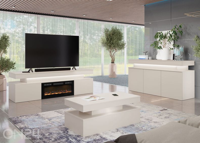 Подставка под ТВ Glossa 190 cm + камин + LED увеличить
