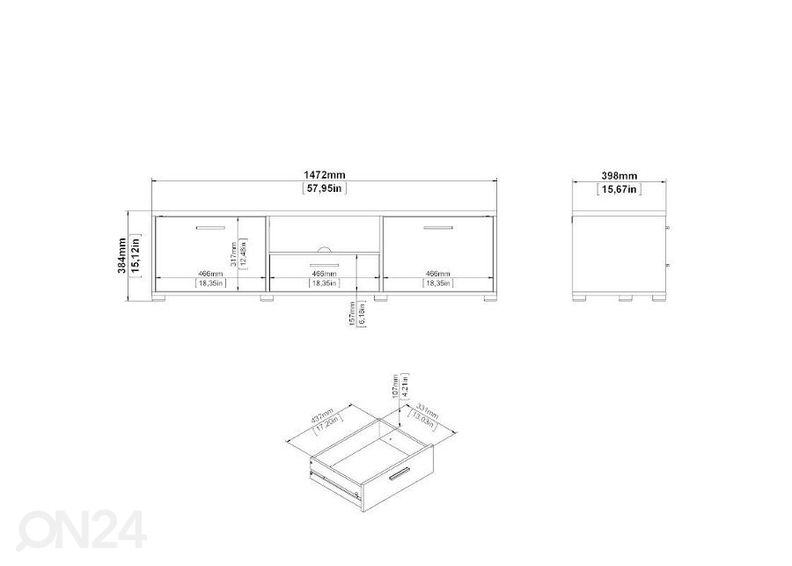Подставка под ТВ Media 147 cm, белый увеличить