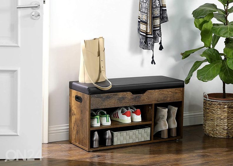Полка для обуви / скамейка, коричневый/чёрный увеличить