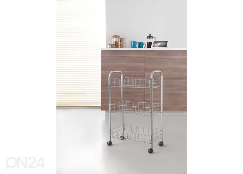 Полка-корзина на колесах 3x Lugano, 41x23x63 см, серебристая увеличить