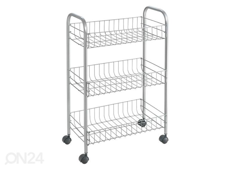 Полка-корзина на колесах 3x Lugano, 41x23x63 см, серебристая увеличить