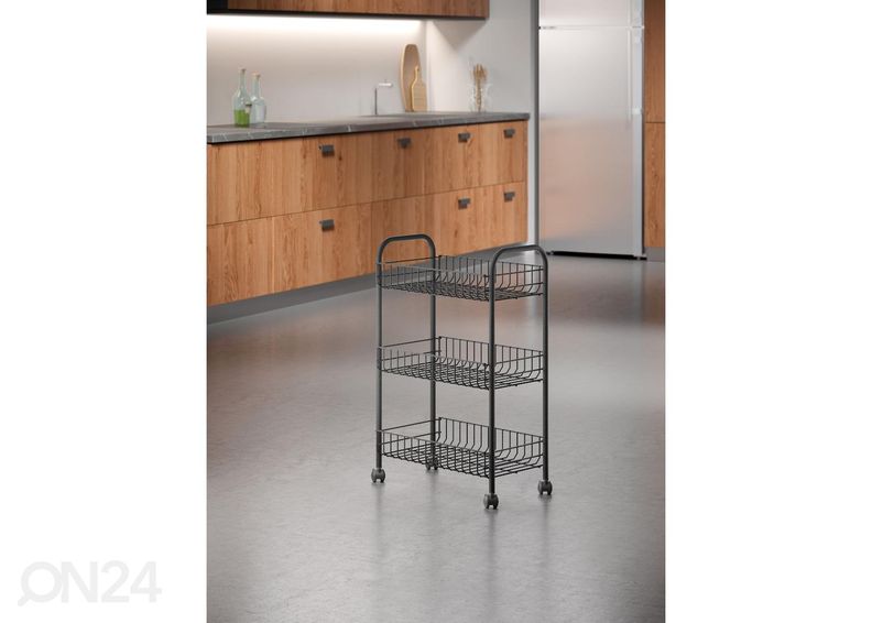 Полка-корзина на колесах 3x Lugano, 41x23x63 см, черная увеличить