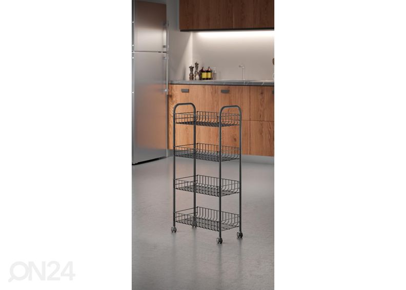 Полка-корзина на колесах 4x Ascona, 41х23х84 см, черная увеличить