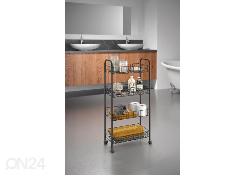 Полка-корзина на колесах 4x Ascona, 41х23х84 см, черная увеличить