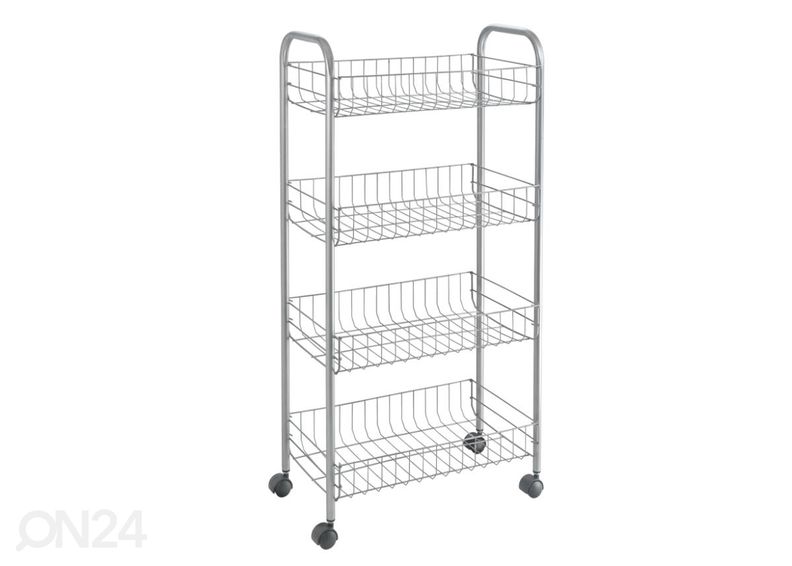Полка-корзина на колесах 4x Ascona, 41x23x84 см, серебристая увеличить