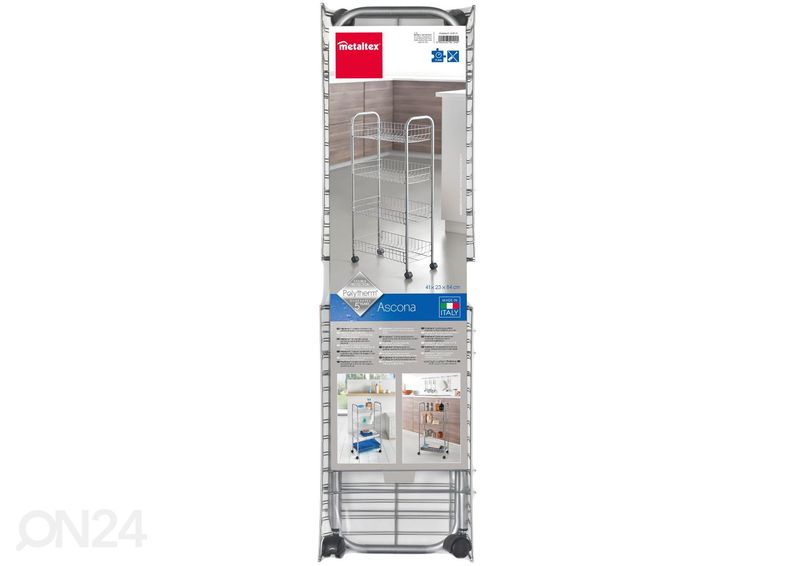 Полка-корзина на колесах 4x Ascona, 41x23x84 см, серебристая увеличить
