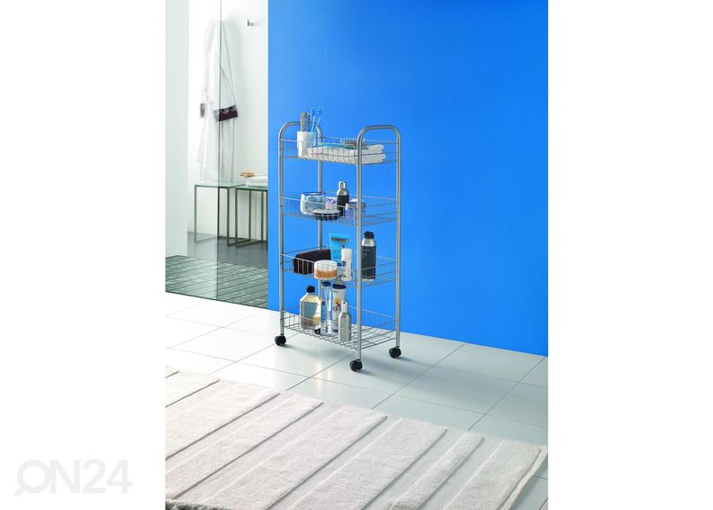 Полка-корзина на колесах 4x Ascona, 41x23x84 см, серебристая увеличить