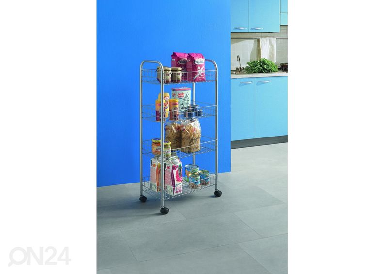 Полка-корзина на колесах 4x Ascona, 41x23x84 см, серебристая увеличить
