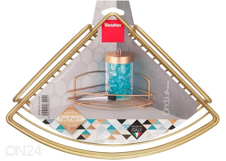 Полка угловая Onda 1x, 22x22x11 см, латунь увеличить