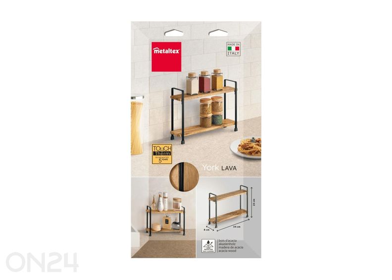 Полка York 2× 34×8×23 см, чёрная + древесина акации увеличить