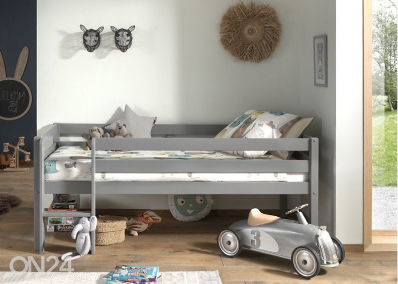 Полувысокая детская кровать Pino 90x200 cm, серый увеличить