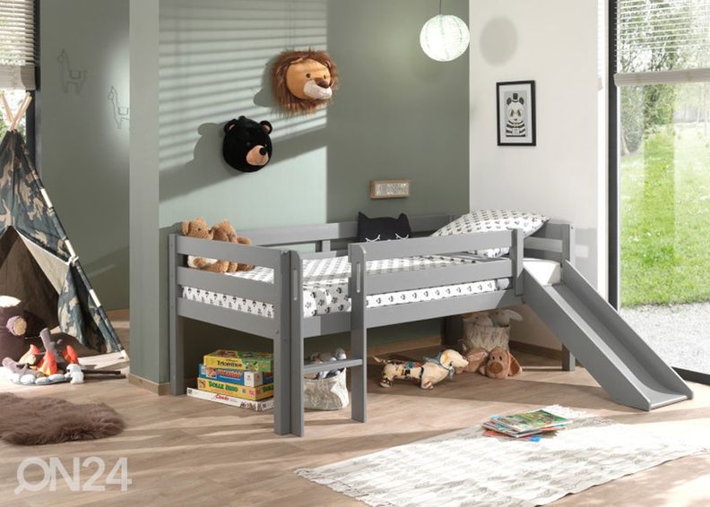 Полувысокая детская кровать Pino 90x200 cm, серый увеличить