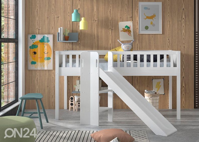 Полувысокая кровать с горкой Scott 90x200 cm, белый увеличить