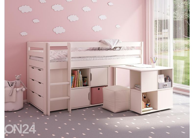 Полувысокая кровать Robin 90х200 см со столом, комодом и полкой увеличить