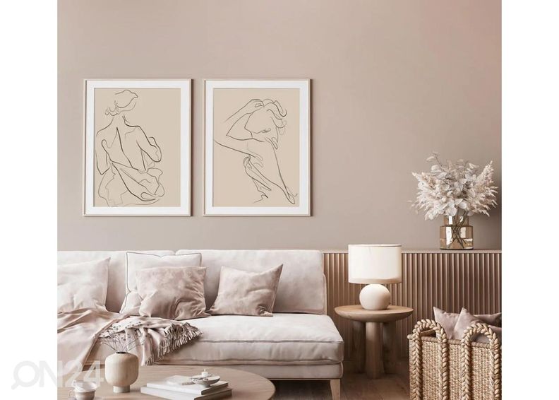 Постер Бежевый штриховой рисунок женщина II 30x40 см увеличить