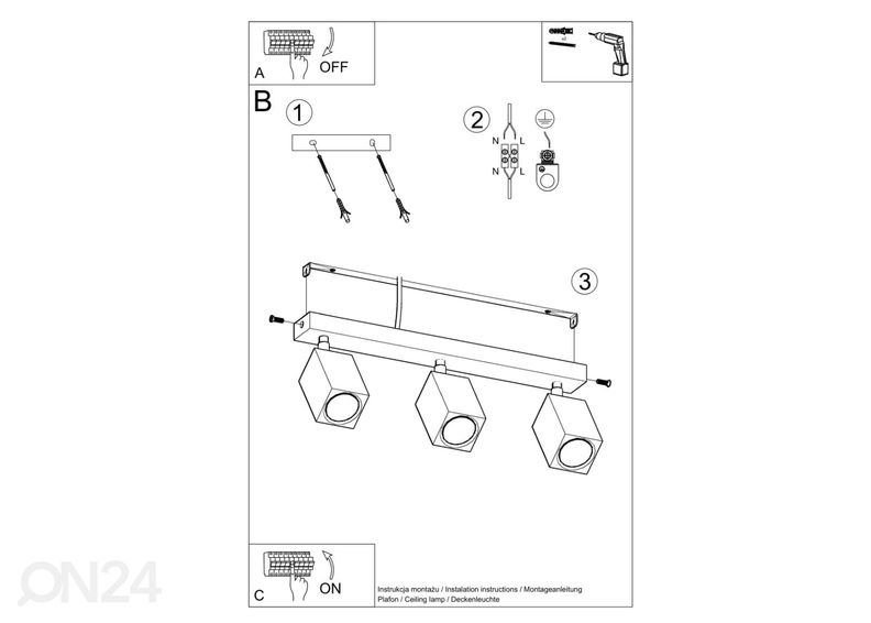 Потолочный светильник Кеке 3, дуб увеличить