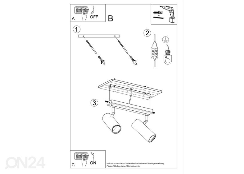 Потолочный светильник Direzione 2, белый увеличить