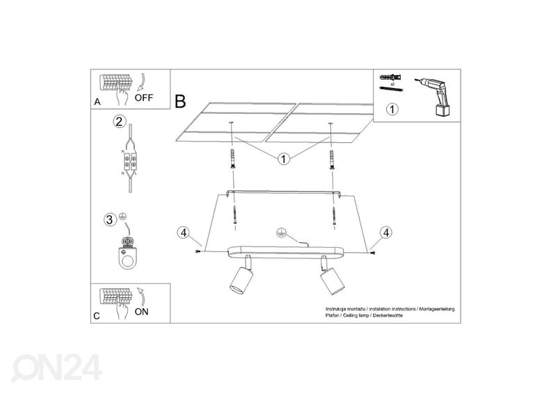 Потолочный светильник Fornes 2, черый увеличить