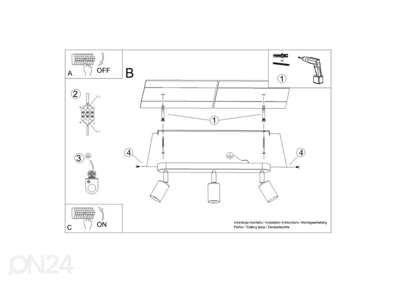 Потолочный светильник Fornes 3, черный увеличить