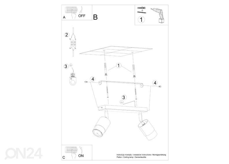Потолочный светильник Nero 2, черный/хром увеличить