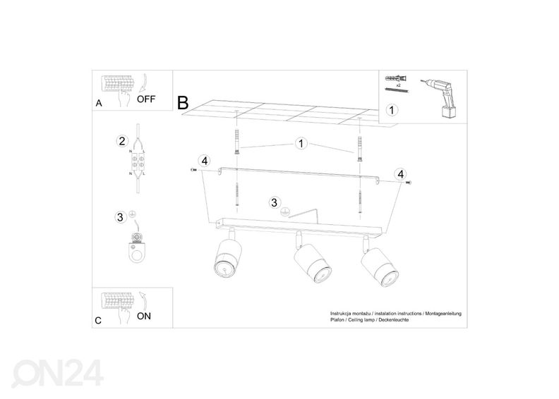 Потолочный светильник Nero 3, черный/золотой увеличить