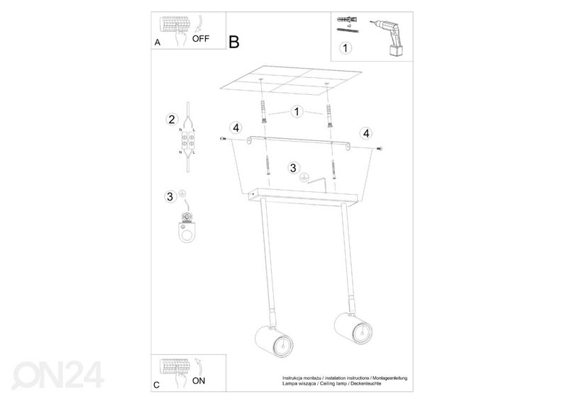 Потолочный светильник Norano 2, черный увеличить