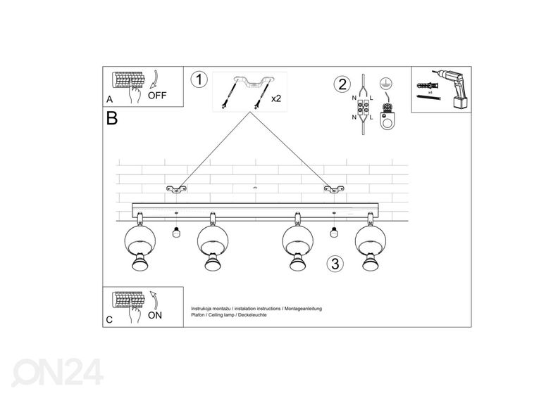 Потолочный светильник Oculare 4L, белый увеличить