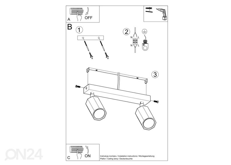 Потолочный светильник Zeke 2, дуб увеличить
