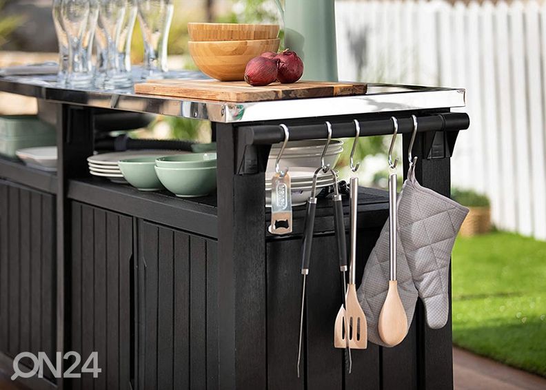 Приставной столик с мойкой для летней кухни Keter Unity Chef 51x237 см, графит увеличить