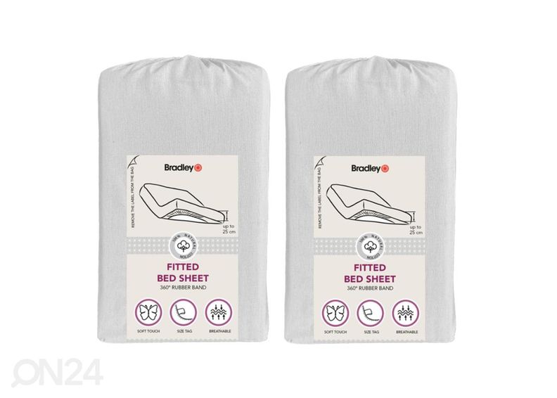 Простыня на резинке Bradley, 180x200x25 см, в текстильном чехле, 2 шт увеличить