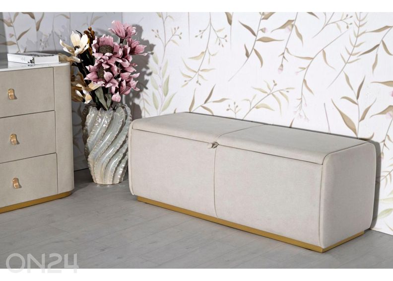 Пуфик для хранения вещей 130 см, кремовый увеличить