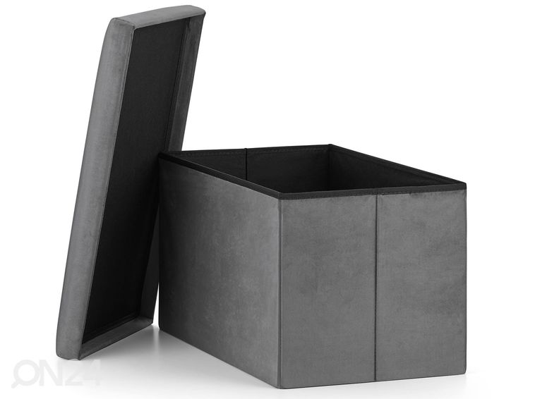 Пуф с ящиком, серый велюр увеличить