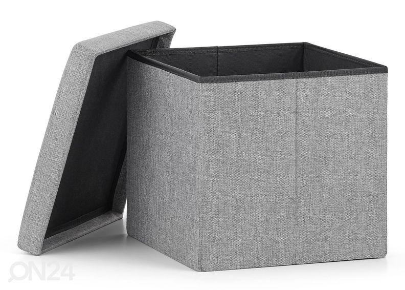 Пуф с ящиком, серый текстиль увеличить