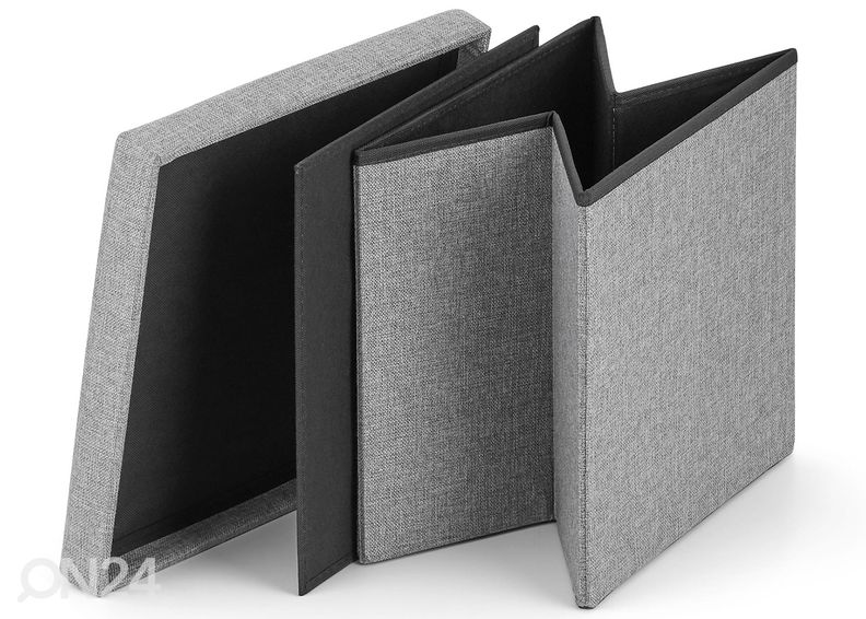 Пуф с ящиком, серый текстиль увеличить