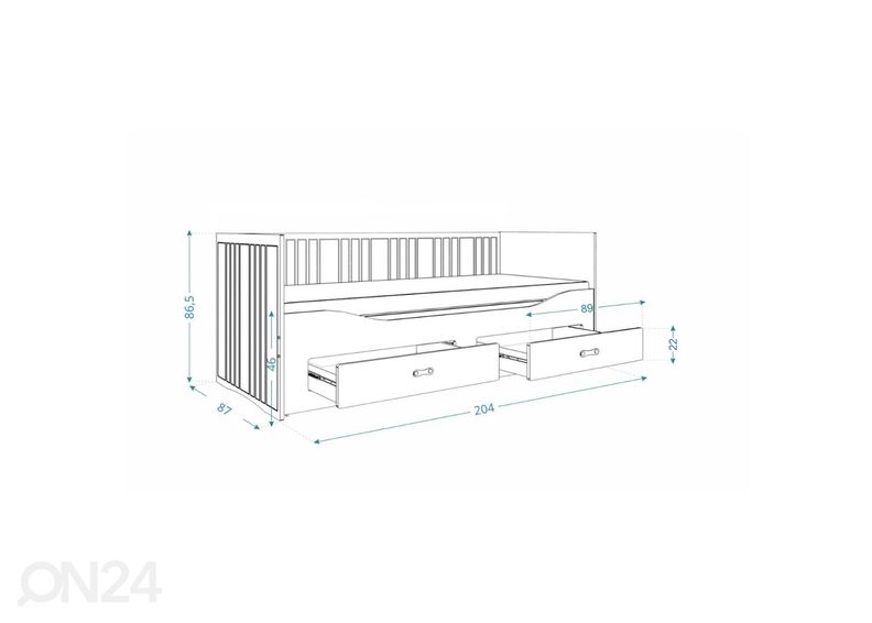 Раздвижная детская кровать 81/152x200 cm + матрас увеличить