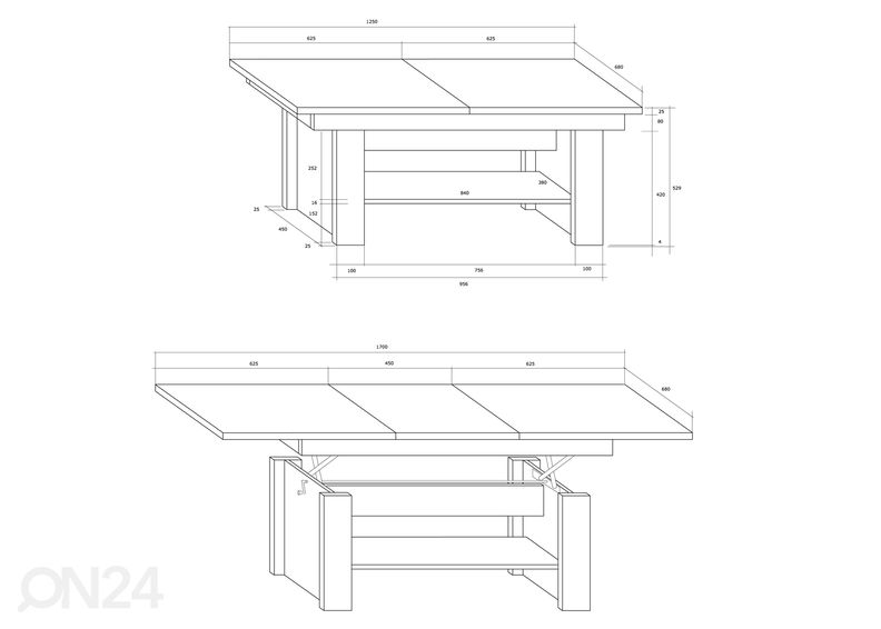 Регулируемый журнальный стол Skib 125/170x68 cm увеличить