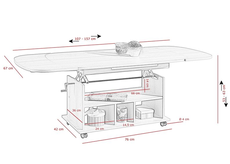Регулирующийся журнальный стол Babsi, бук увеличить