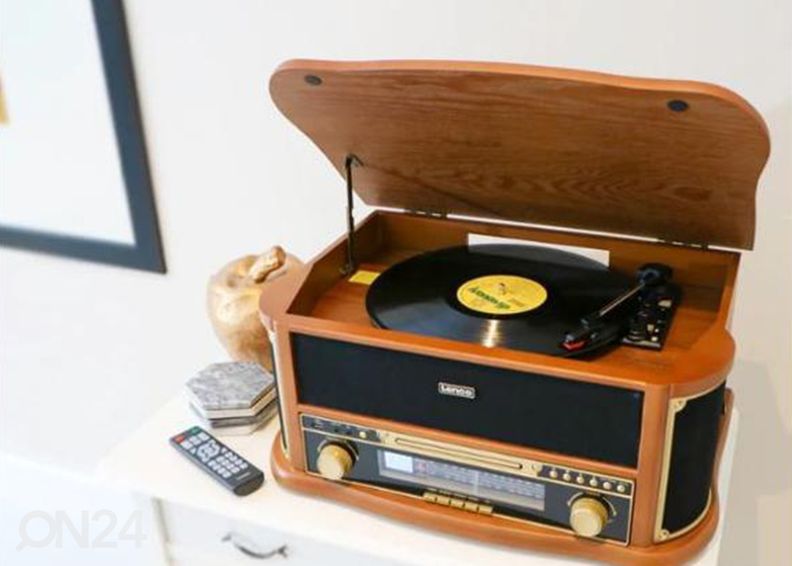 Ретро музыкальный центр с виниловыми пластинками и кассетным проигрывателем Lenco TCD2551WD увеличить