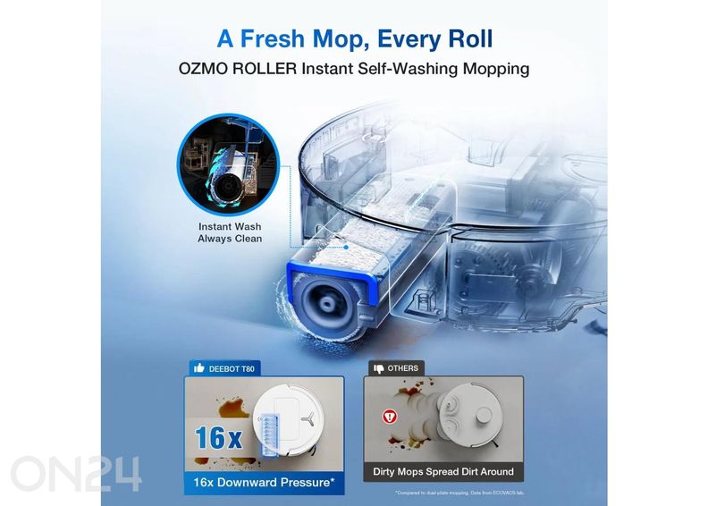 Робот-пылесос Ecovacs Deebot T80 OMNI, сухая и влажная уборка, черный увеличить
