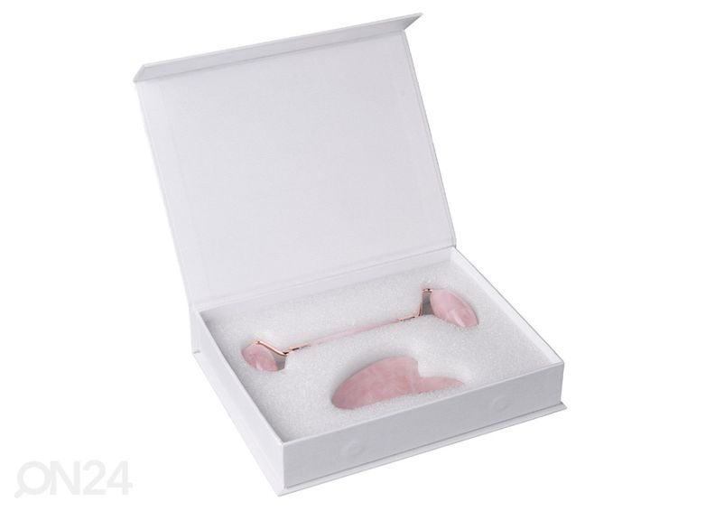 Роликовый массажер + Gua Sha массажный камень Розовый кварц увеличить