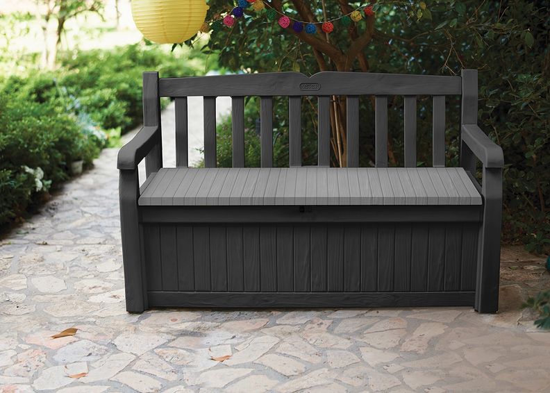 Садовая скамейка с ящиком для хранения Keter Eden, графит увеличить