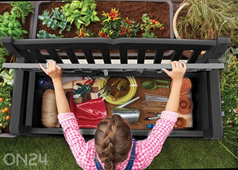 Садовая скамейка с ящиком для хранения Keter Eden, графит увеличить