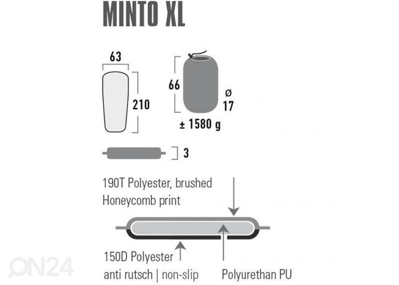 Самонадувающийся матрас High Peak Minto XL 210x63x3 см увеличить